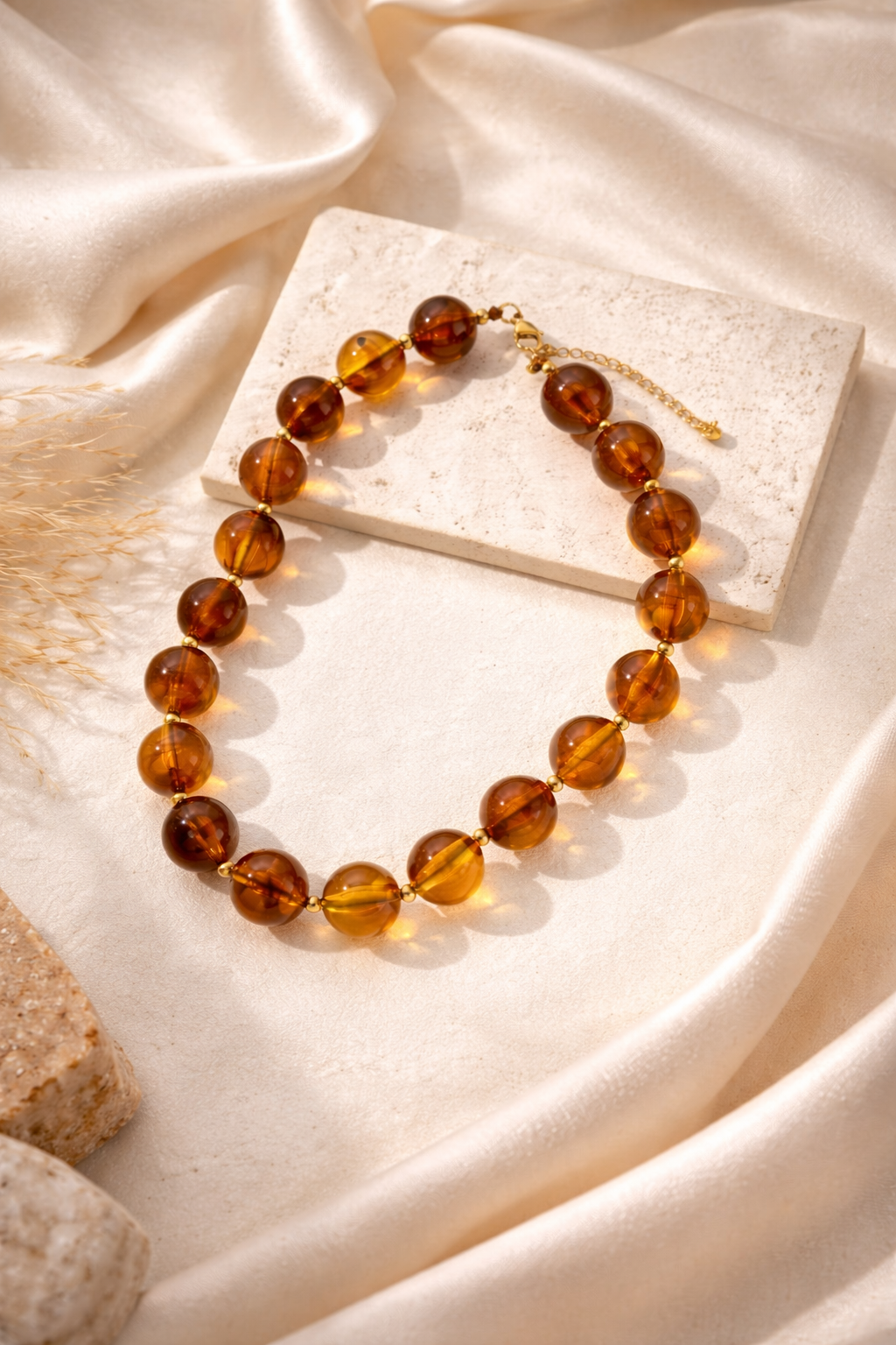 Collier Perles Ambrées