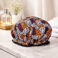 Bonnet de douche  Imprimé africain marron et jaune orange