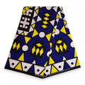 6 yards - Tissu imprimé africain - Samakaka / Samacaca bleu et jaune (Angola) - 100 % coton