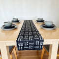 Chemin de table à motifs africains - Nappe - Motifs Bogolan noirs et blancs
