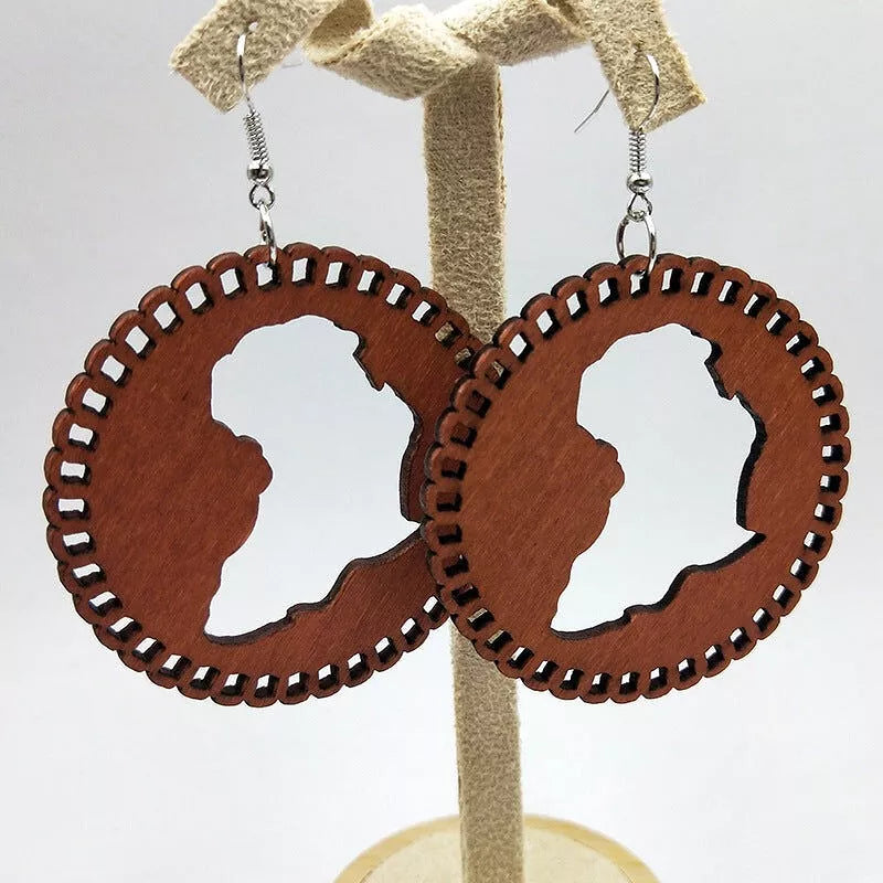 Boucles d'oreilles pendantes en bois | Cercle en bois du continent africain