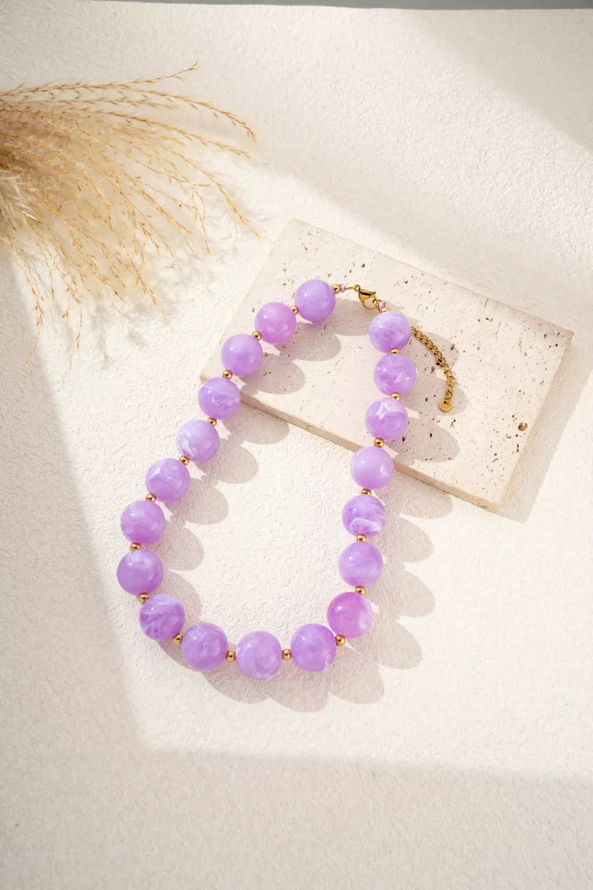 Collier Perles Lilas