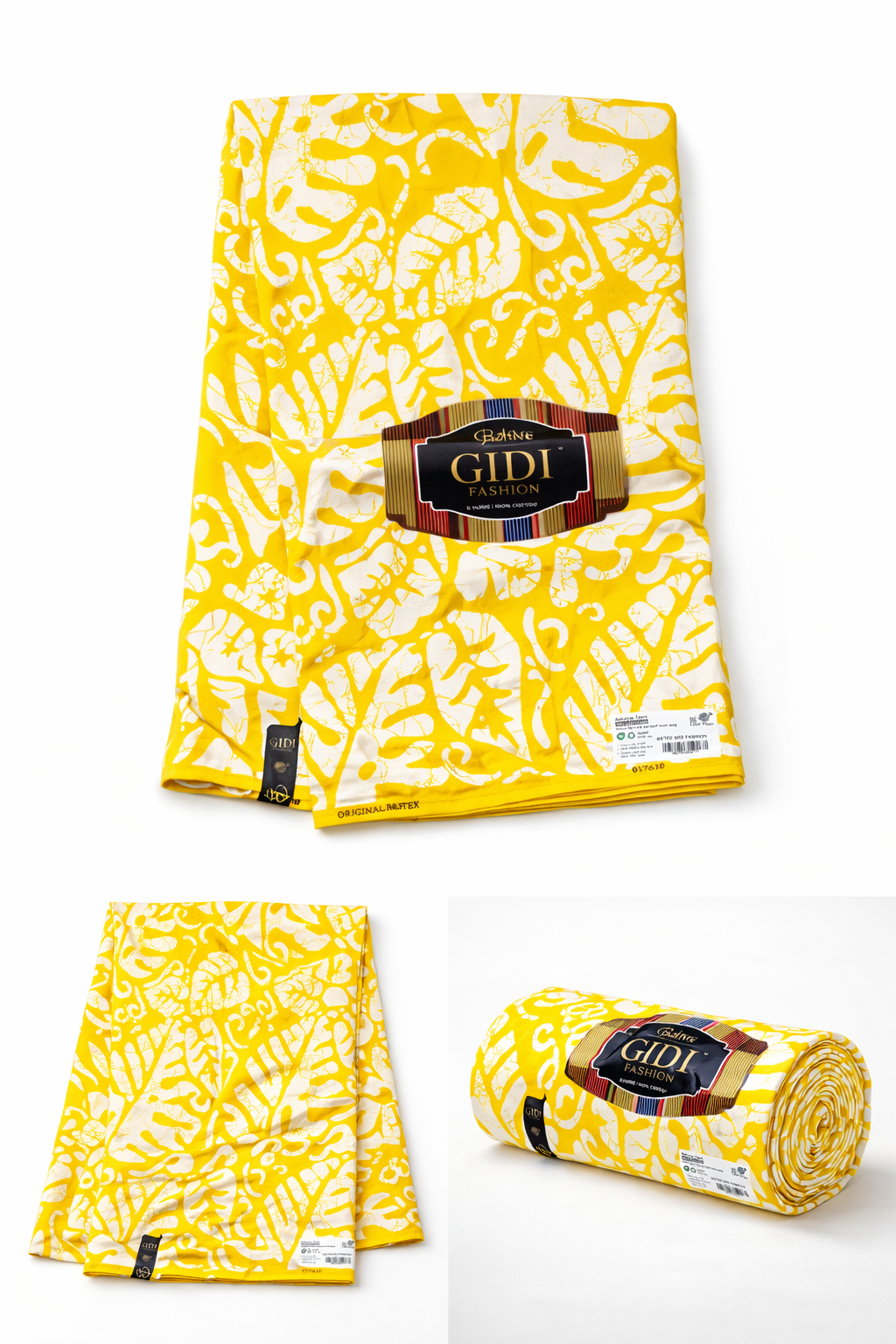 Pagne Wax Africain Jaune – 6 Yards – 100% Coton – GIDI Fashion
