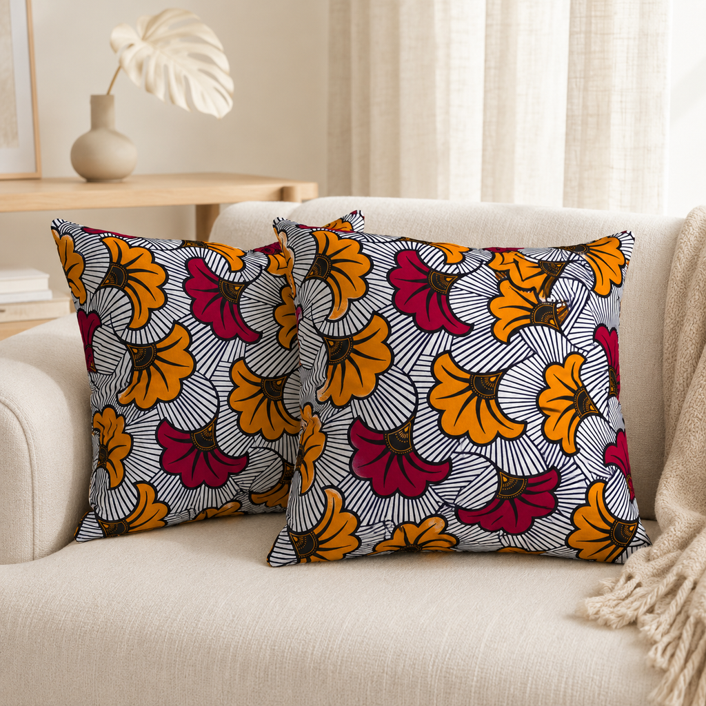Lot de 2 housses de coussin en wax – 45 × 45 cm