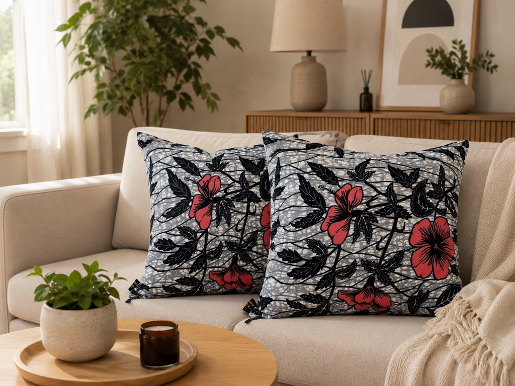 Lot de 2 housses de coussin en wax – 45 × 45 cm