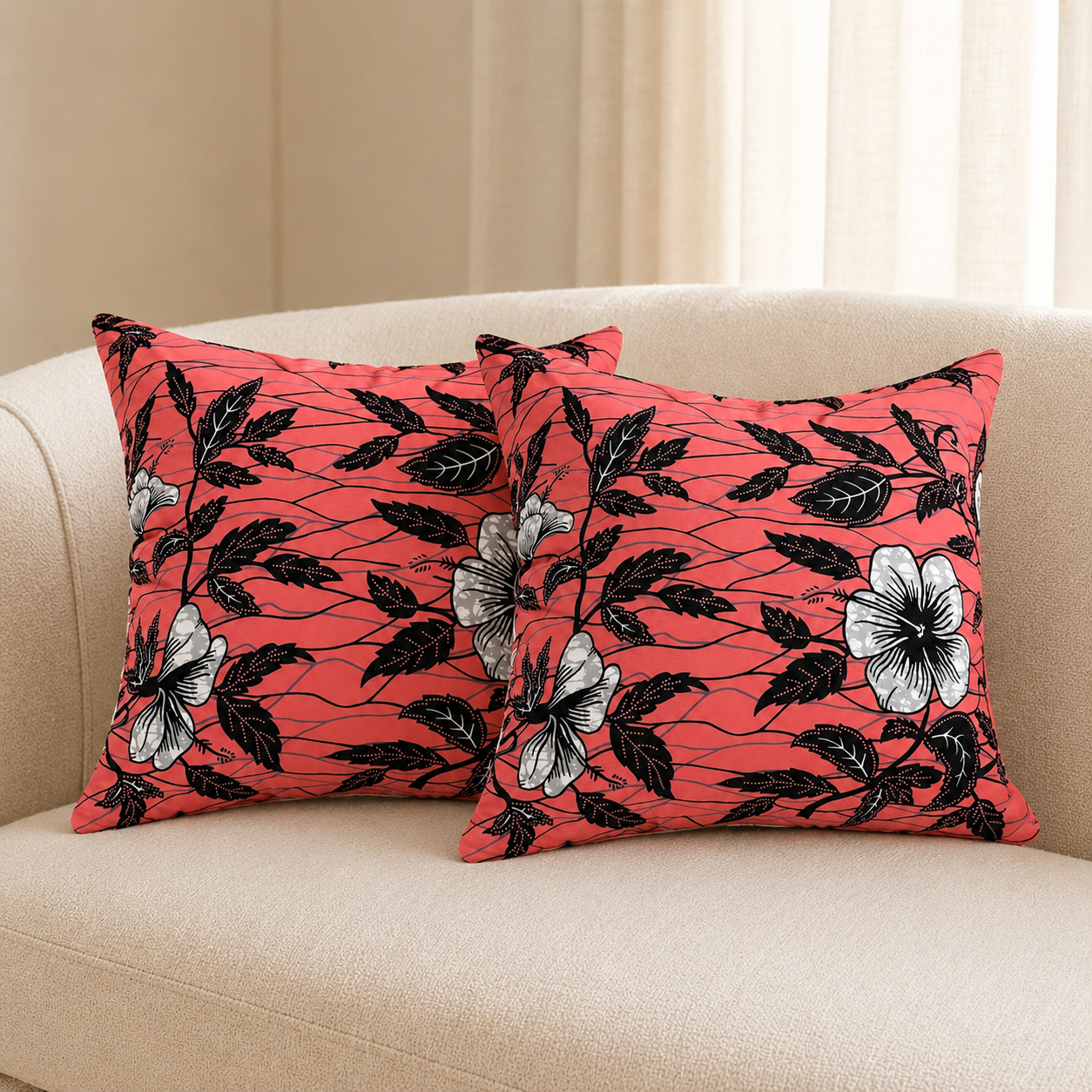 Lot de 2 housses de coussin en wax – 45 × 45 cm